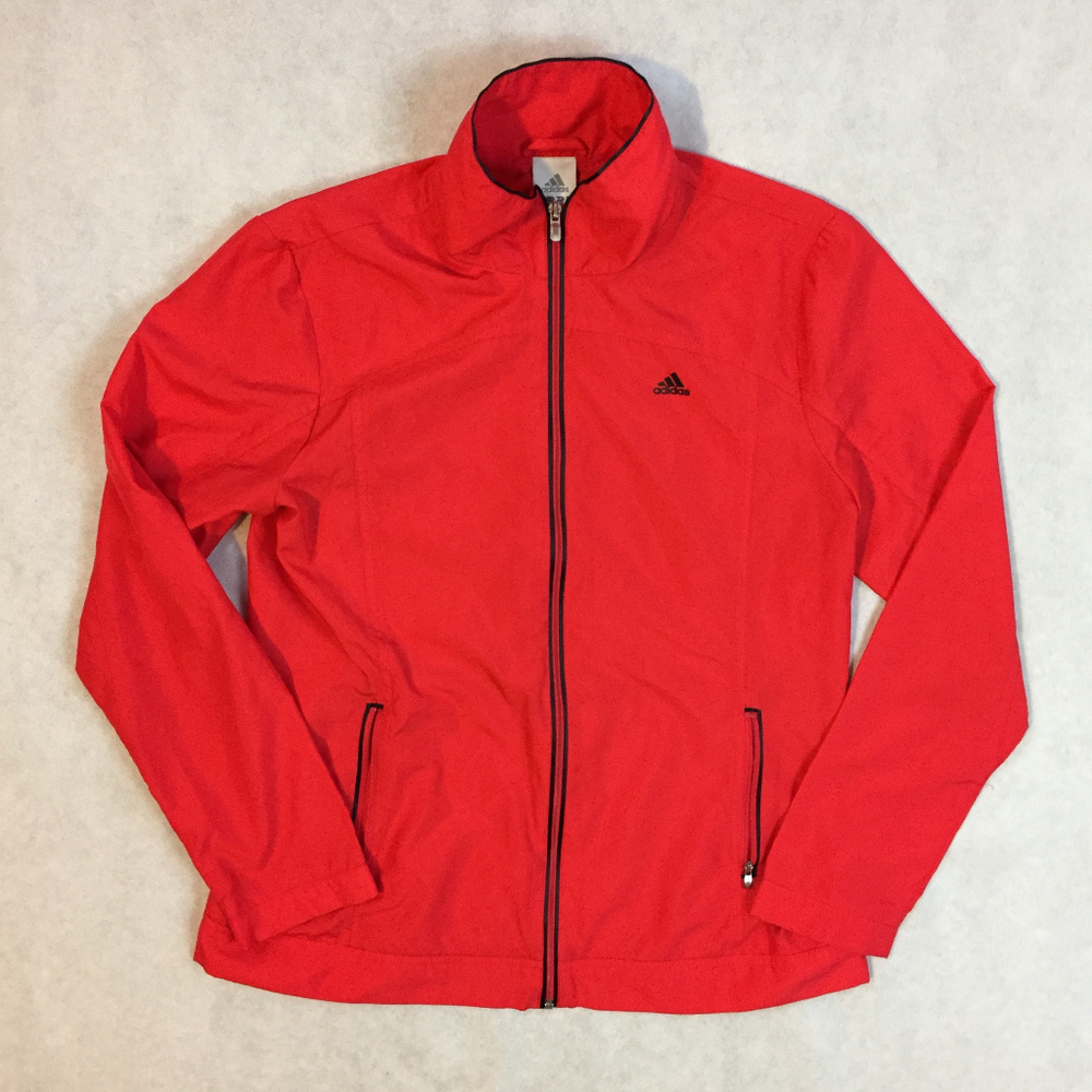 Neon Fire Red Adidas Ladies Windbreaker